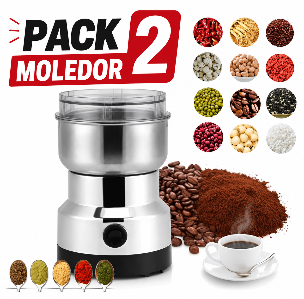 Pack 2moledor De Cafe Y Granos Molinillo